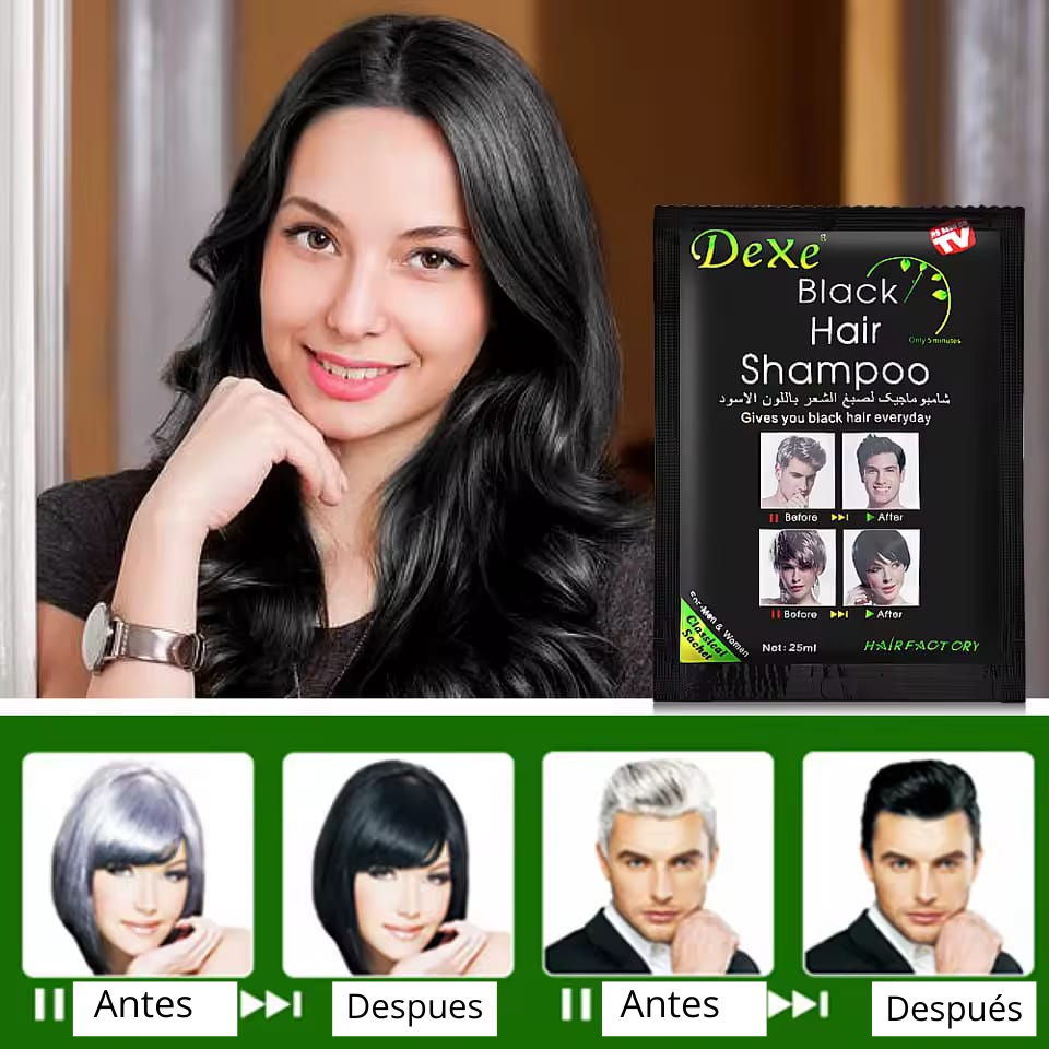 SHAMPOO CUBRE CANAS NEGRO DEXE BLACK HAIR
